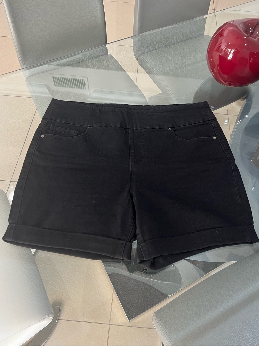 Terra & Sky Shorts Womens Plus Black Stretch Pull On Tummy Control size 0X